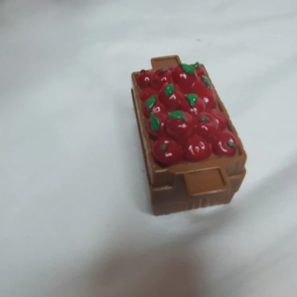 Fisher Price Little People RED APPLES FOOD CRATE Brown Bin for Farm Ark Zoo